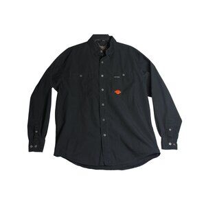 Harley Davidson HD L/S Black Ripstop Button Down Logo Shirt Mens Large